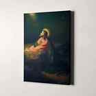 Jesus Christ In The Garden Of Gethsemane Christian Bible Canvas Print Wall Art