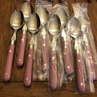 Vintage Pink Handles 48 Piece Stainless Steel Flatware Set Korea