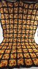 Vintage Crochet Granny Square Afghan Throw Blanket Black Orange 60  X 42 
