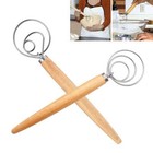 2x Danish Dough Whisk Stainless Steel Kitchen Tool Dutch Dough Hand Mixer Whisk