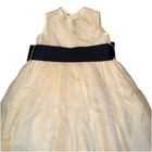 Strasburg Children Girls Heirloom Ivory Silk Dress With Navy Sash Size 2t