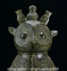 14  Old Chinese Dynasty Bronze Ware Birds Beast Inscription Zun Statue Vessel