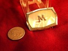 Vintage Western Style Belt Buckle C 1920 s Art Deco Silverfront-mop-monogram-