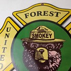 Vintage United States Forest Service Sign - Smokey Bear Porcelain Gas Pump Sign