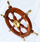 18  Inch Nautical Wooden Ship Wheel With Brass Handle Wall Decor Handmade Design