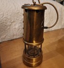 British Coal Mining Brass Miner s Lamp - Wales Uk Aberamin Colliery Works  Vg