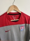 Nike Usa Soccer Training Jersey Mens Size L Top Shirt Gray Red Usmnt World Cup