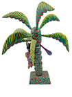 Lizard Climbing Tree Hand Painted Oaxacan Wood Carving Folk Art Oaxaca Mexico