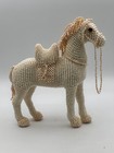 Pearl Covered Horse Sculpture Detailed In Cream And Peach Nos 1993