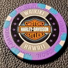 Waikiki Hd   Hawaii  purple teal Wide Print  Harley Davidson Poker Chip