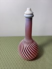 Vintage Cranberry Opalescent Reverse Swirl Lobed Barber Glasses Bottle