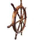 Teak Wooden Ships Steering Wheel 47  Helm Nautical Boat Maritime Wall Decor New