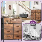 10 Drawer Dresser Storage Organizer Furniture Home Office Easy Pull Fabric Bins