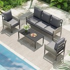 4-5 Seat Aluminum Patio Set Outdoor Sectional Sofa W  Coffee Table Conversation