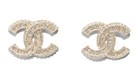 Chanel Rev Gold Crystal Cc Logo Classic Statement Small Stud Earrings