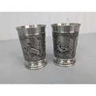 Set Of 2 Frieling Zinn 95  Pewter Hunting Scene   Stag Etched German Beer Steins