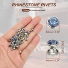 6mm Leather Rivets  70 Sets Rhinestone Studs Rivet  Light Blue Silver Tone
