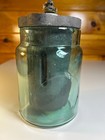 Antique Stanley Patterson Wet Cell Battery Teal Glass Carbon Porcelain 1920s