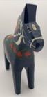 Vintage Dala Horse Hand Carved Painted Blue Wooden Sweden 6    Folk Art