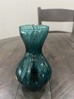 Italian Sea Blue Hand Blown Glass Swirl Pitcher Blue Sticker Made In Italy