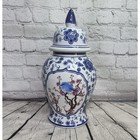Set Of Two Vintage Temple Jars With Blue Bird Vase With Lid By Sagebrook Home
