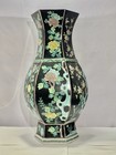 19th Chinese Famille Noir Hexagonal Floral Vase 