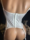 Vtg Style Nylon Lace Eye Hook Bustier Corset Lace Up Boned Waist Cinch W Garters