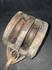 Antique Wooden Block   Tackle Double Pulley W hook Industrial Steampunk