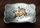 Vintage Sterling Silver Valley Rodeo Bull Rider 1975 Cowboy Western Belt Buckle