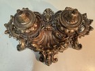 Vintage Victorian Style Gilded Metal Double Ink Well