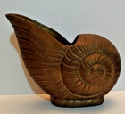Vintage Solid Brass Nautilus Conch Shell Vase Unique Sea Shell Preowned