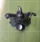 Vintage Pewter Wizard Figurine  w Crystal Ball Collectible Decoration