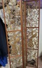 Gold And Wood Peacock Room Divider  Decorative Foldable Asian Style  3 Panels