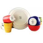 Color Vibes 12-piece Rustic Assorted Stoneware Set  service For 4 