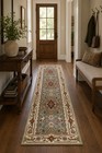 Exquisite 2x8 Multi-color Oriental Runner Rug In Geometric Pattern