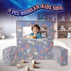 Uimoso Modular Kids Play Couch 4pcs Diy Glow In The Dark Toddler Chair Grey