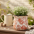 Country Farmhouse Fall Planters  Vintage Ceramic Plant Pot With Drainage   6 11 