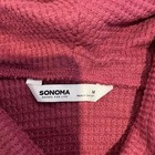 Sonoma Shirt Womens Medium Cowl Neck Pink Waffle Knit Long Sleeve Drawstring