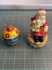 Lot Of 2 Porcelain Hinged Trinket Boxes Santa Clause   Spherical Ornament 