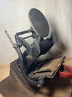 Rare Antique Tabletop Letter Press Printing Press Wood Base Mw Logo