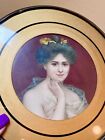 Lovely Antique Victorian Beautiful Lady Chromolithograph Framed Flue Cover