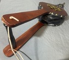 Vintage Fireplace Bellow Wood Leather Metal Emblem  Brown  Black  Cherry  Brass