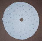 34 Inch White Christmas Tree Skirt With Embroidered Snowflakes