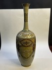 Japanese Meiji Cloisonne 10  Vase Slender Elegant Goldstone Detail