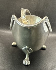 Vintage Ornate Clawfoot Silver Plated Gravy Boat With Scalloped Edge And Handle