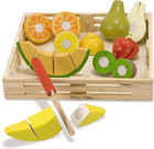 Melissa   Doug Cutting Fruit Set - Wooden Play Food Kitchen Accessory  Multi