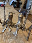 Vintage Brass Frog Couple love  Figures Sitting On Swing Decor Collectible 