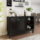 47 3 Inch Sideboard Buffet Cabinet With Storage Farmhouse Fluted 2 Doors Solid