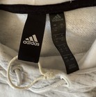 Adidas Women s Hoodie Sz Large Heathered Pullover Logo Front Pocket Gray white