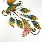 Peacock Metal Wall Window Decor 19    Tall Exotic Colorful Iridescent Regal